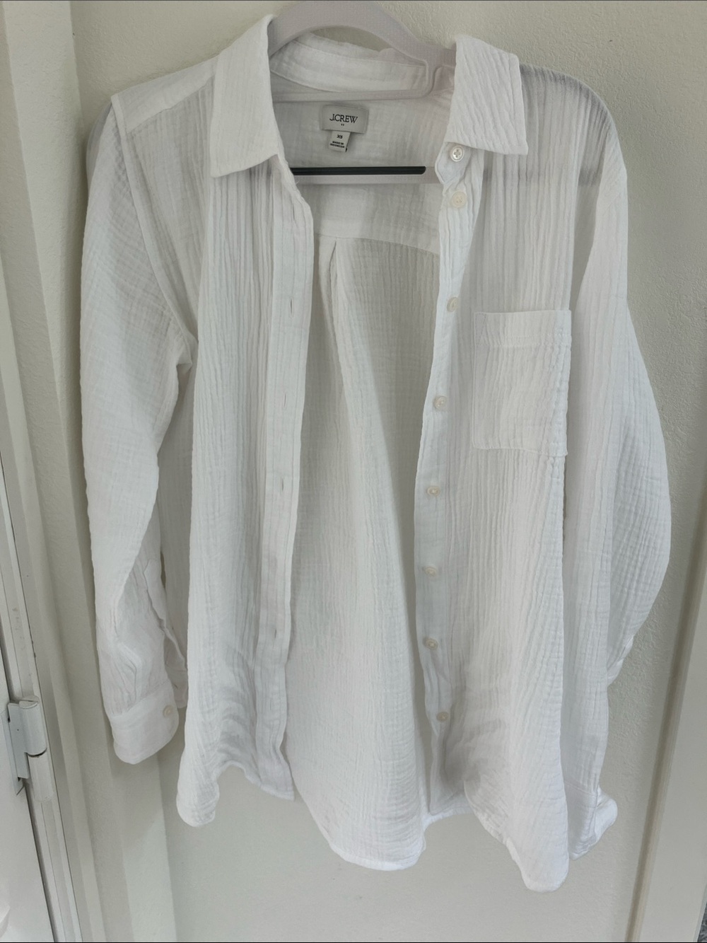 J. Crew Women’s XS White Super Lightweight Gauze Button-Front Shirt Jacket